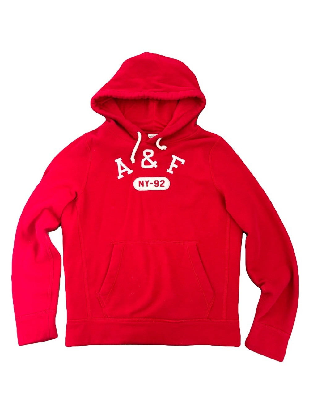 Early 2000’s Abercrombie & Fitch Bright Red Logo Hooded Sweatshirt - Men's